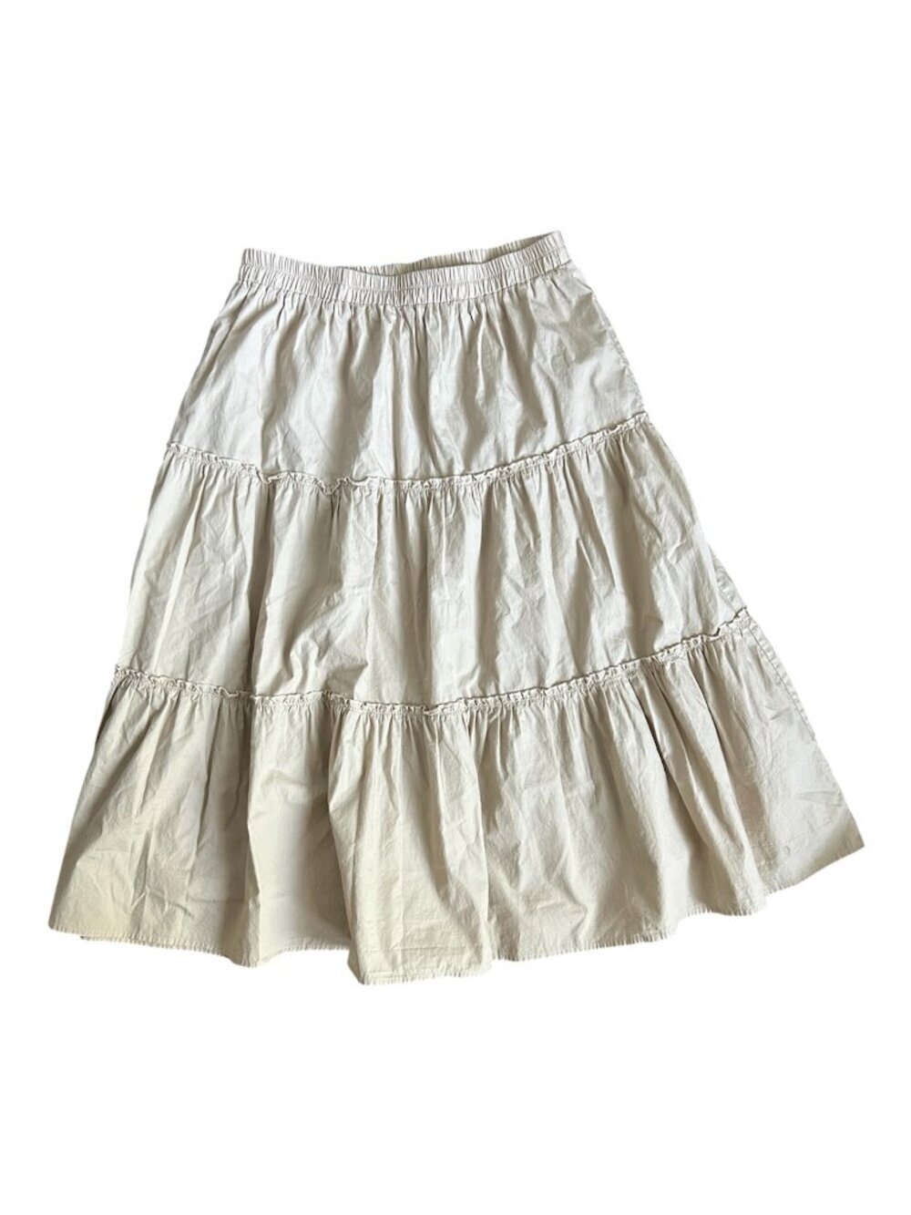 SUZY SHIER Light Tan Tiered Ruffled Peasant Skirt 100% Cotton US L